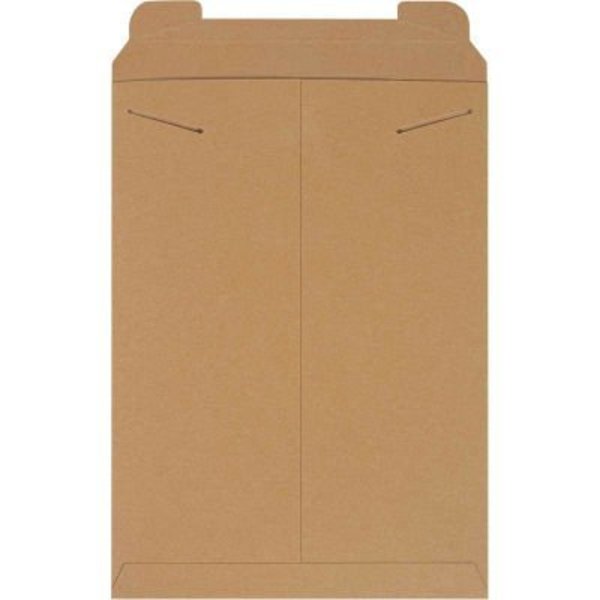 The Packaging Wholesalers Stayflats® Tab Lock Mailers, 13"W x 18"L, Kraft, 100/Pack ENVRM6SFK